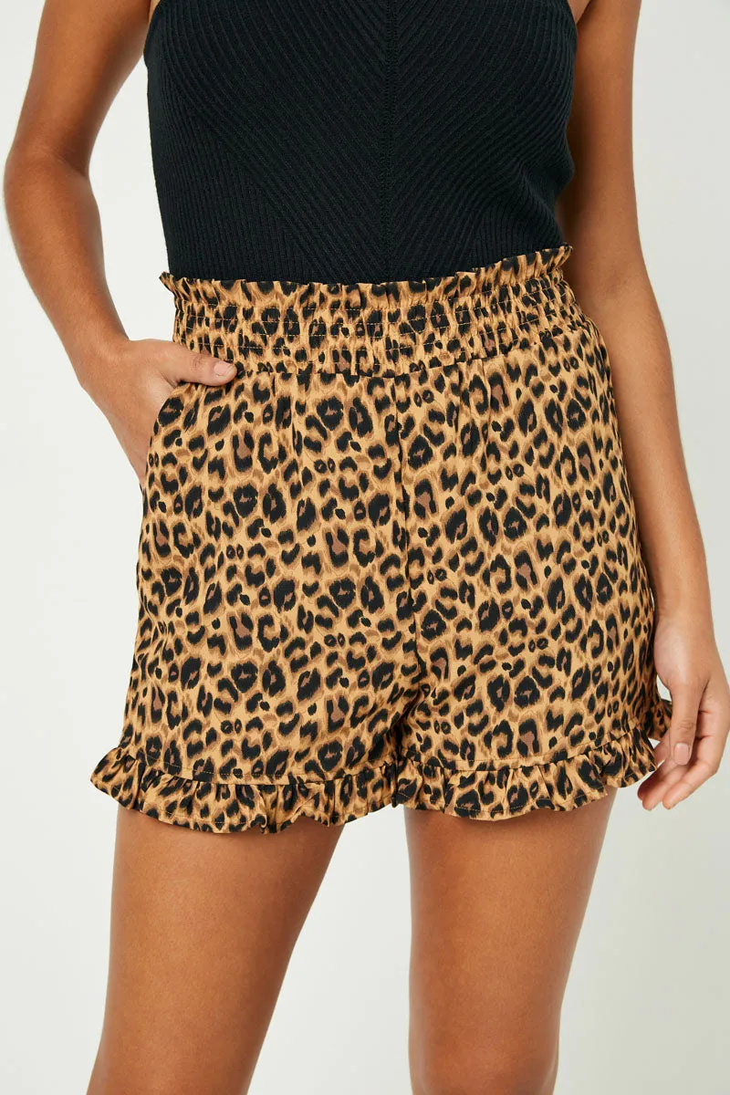 Womens Smocked High Waist Leopard Shorts sold by Hayden product image thumbnail 5