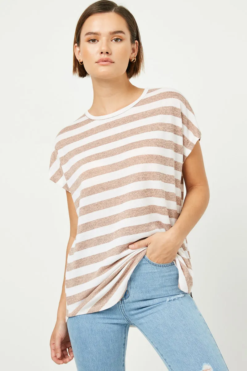Womens Heathered Stripe Knit Oversized Top sold by Hayden product image thumbnail 5