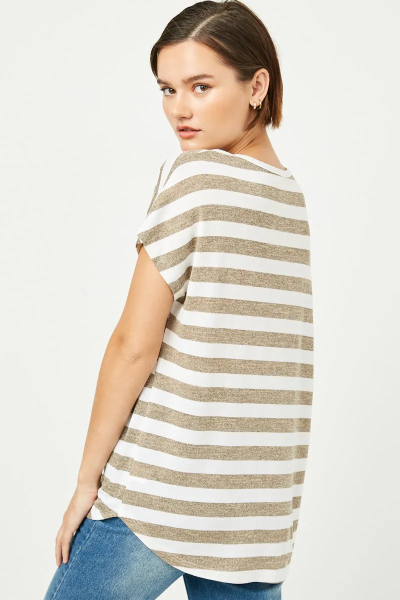 Womens Heathered Stripe Knit Oversized Top sold by Hayden product image thumbnail 4