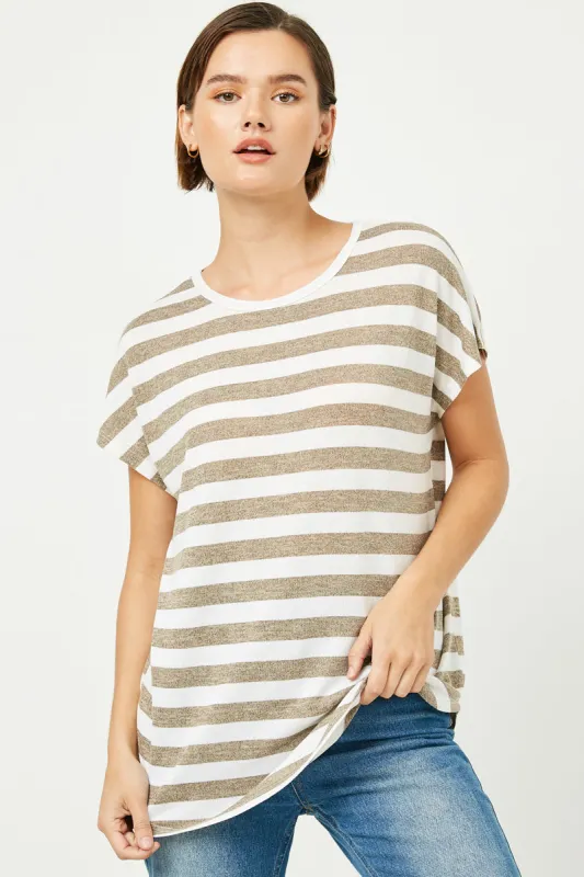 Womens Heathered Stripe Knit Oversized Top sold by Hayden