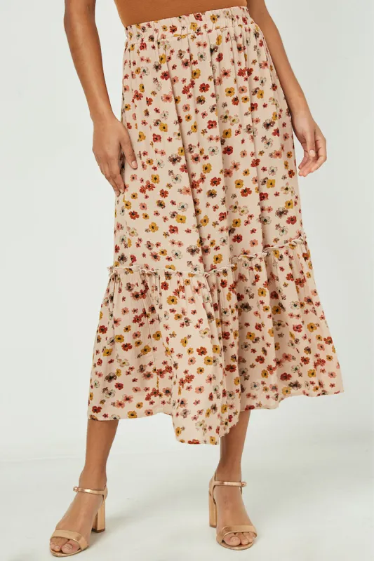 Womens Floral Tiered Midi Skirt sold by Hayden