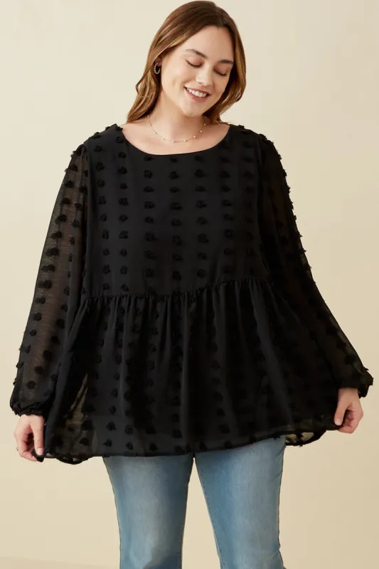 Womens Swiss Dot Peplum Blouse sold by Hayden