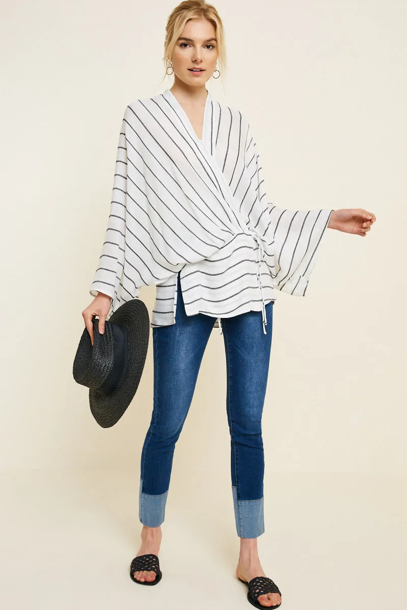 Womens Woven Stripe Kimono Top sold by Hayden product image thumbnail 3