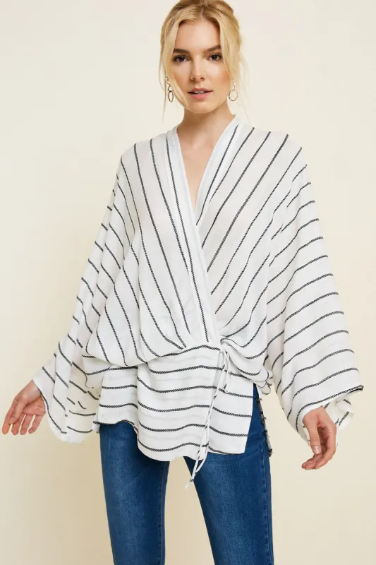 Womens Woven Stripe Kimono Top sold by Hayden
