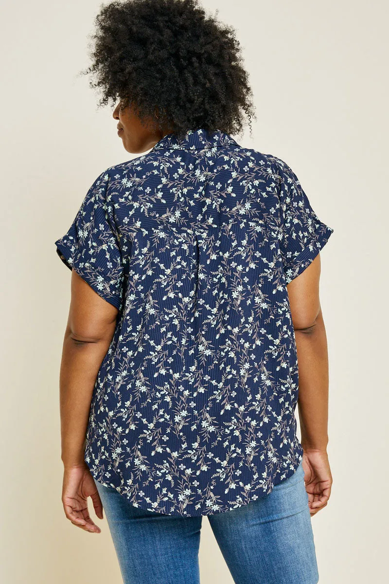 Womens Floral Button-Down Dolman Sleeve Top sold by Hayden product image thumbnail 2