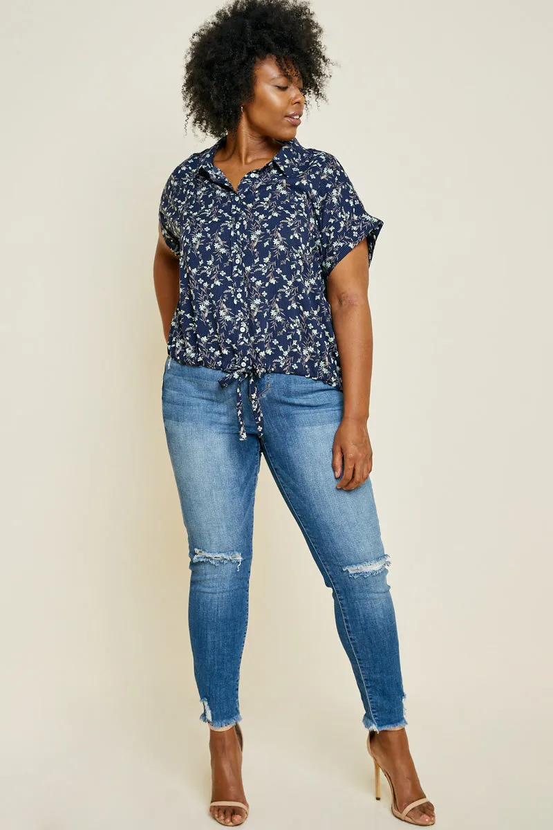 Womens Floral Button-Down Dolman Sleeve Top sold by Hayden product image thumbnail 3