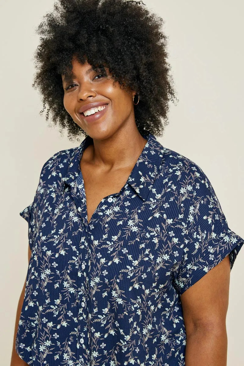 Womens Floral Button-Down Dolman Sleeve Top sold by Hayden product image thumbnail 4
