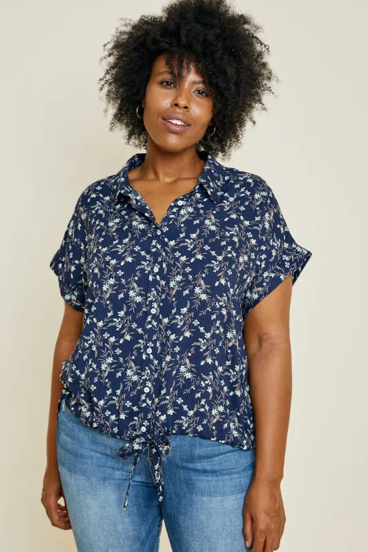 Womens Floral Button-Down Dolman Sleeve Top made by Hayden