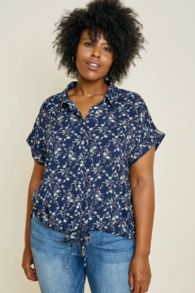 Womens Floral Button-Down Dolman Sleeve Top sold by Hayden