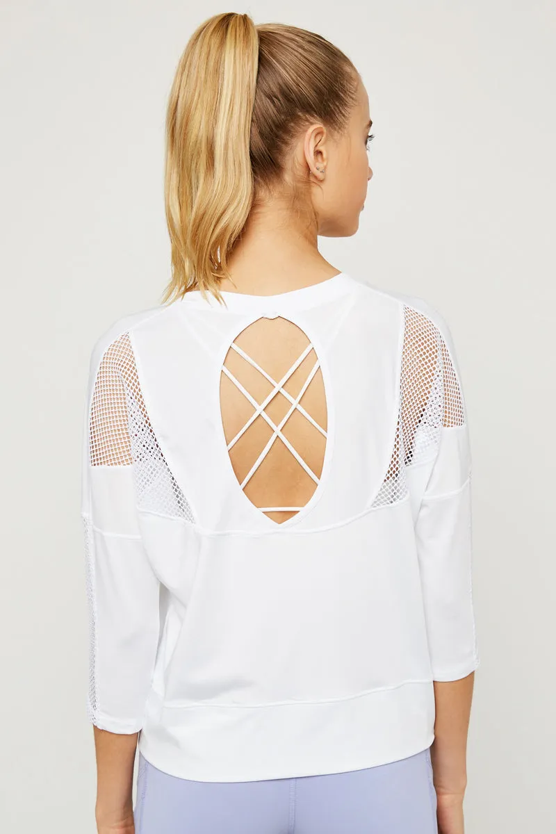 Womens Cutout Mesh 3/4 Sleeve Top sold by Hayden product image thumbnail 2