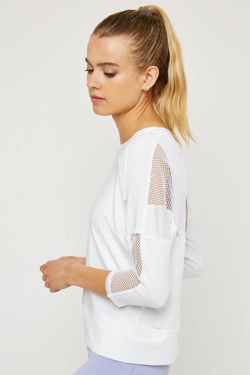Womens Cutout Mesh 3/4 Sleeve Top sold by Hayden product image thumbnail 4