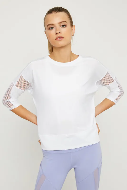 Womens Cutout Mesh 3/4 Sleeve Top sold by Hayden
