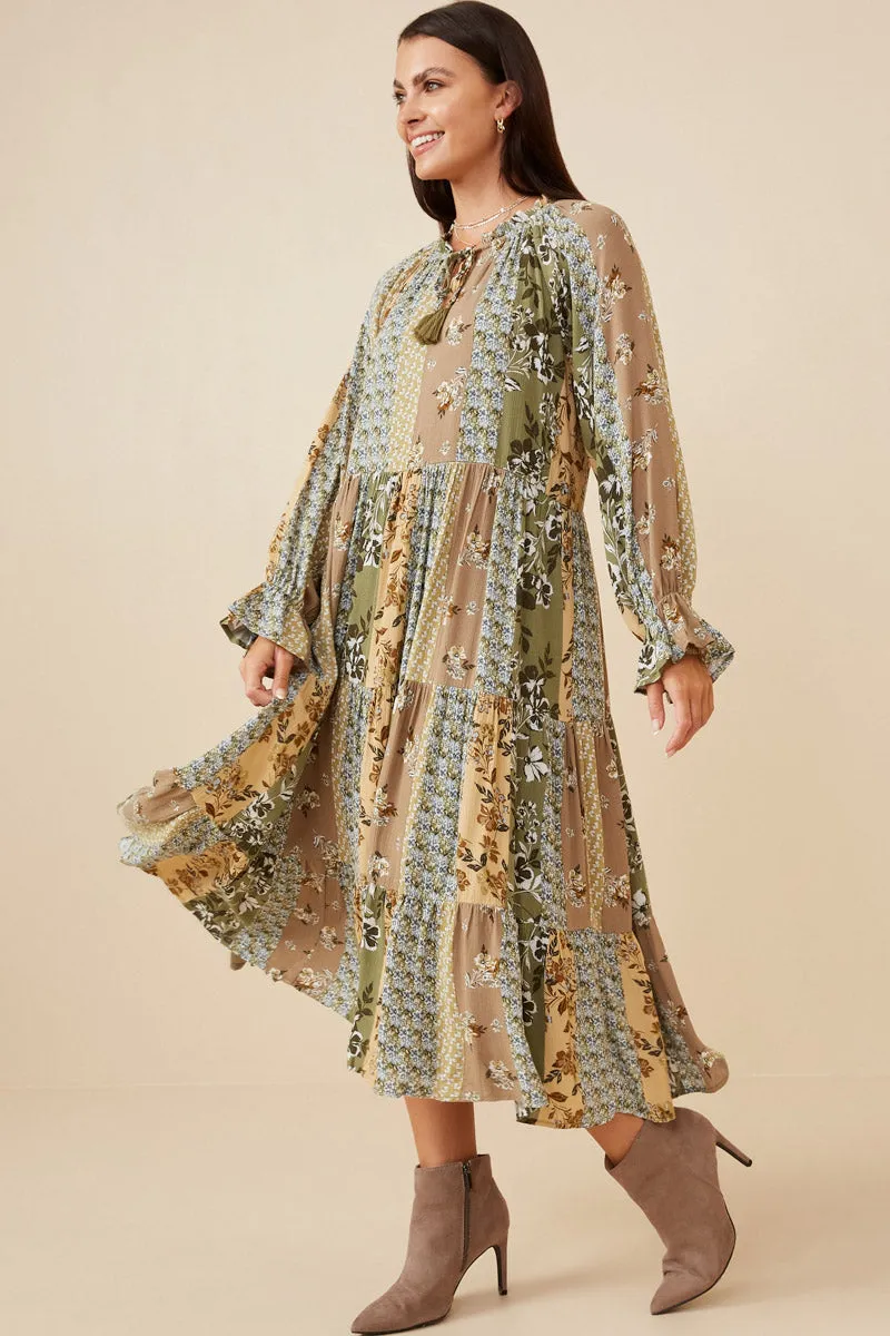 Womens Mixed Print Block Tie Detail Tiered Dress sold by Hayden product image thumbnail 4