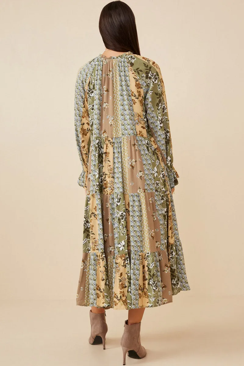 Womens Mixed Print Block Tie Detail Tiered Dress sold by Hayden product image thumbnail 5