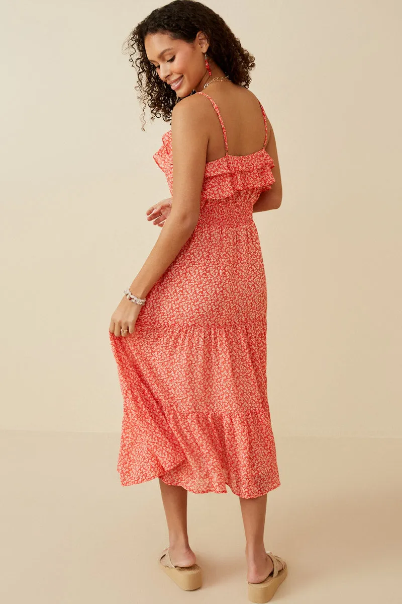 Womens Ditsy Floral Ruffle Bodice Chiffon Dress sold by Hayden product image thumbnail 4