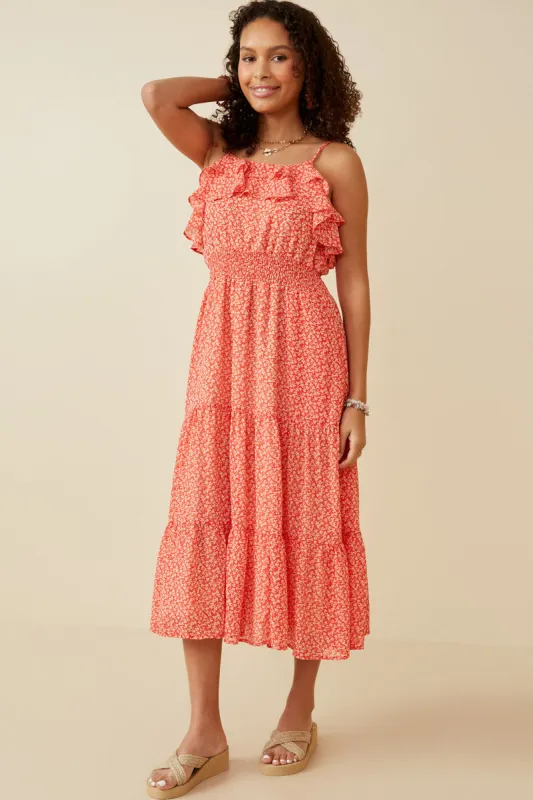 Womens Ditsy Floral Ruffle Bodice Chiffon Dress sold by Hayden