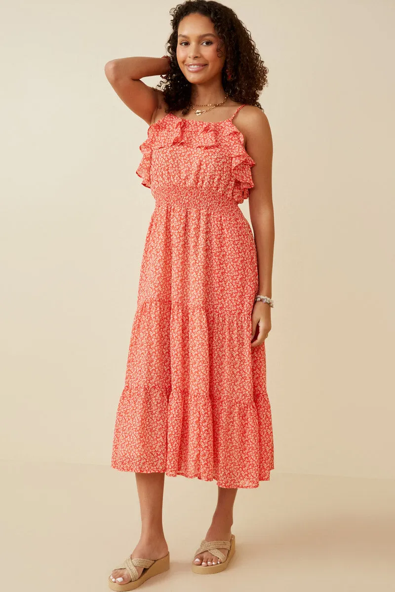 Womens Ditsy Floral Ruffle Bodice Chiffon Dress sold by Hayden