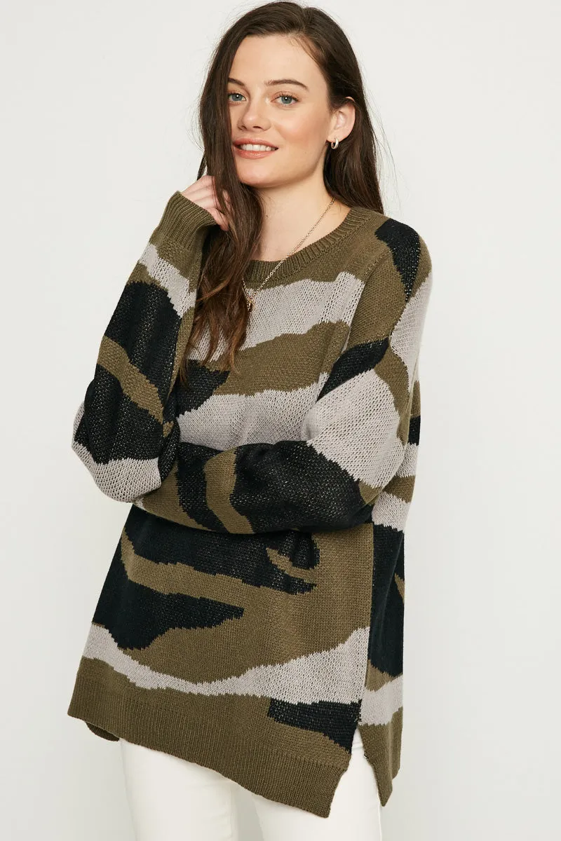 Womens Camo Knit Sweater sold by Hayden