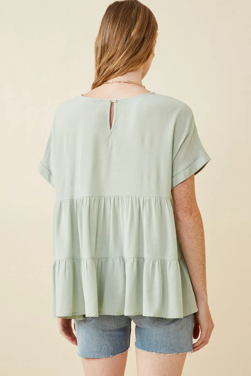 Womens Lace Trimmed Knit Tiered Peplum Top sold by Hayden product image thumbnail 5