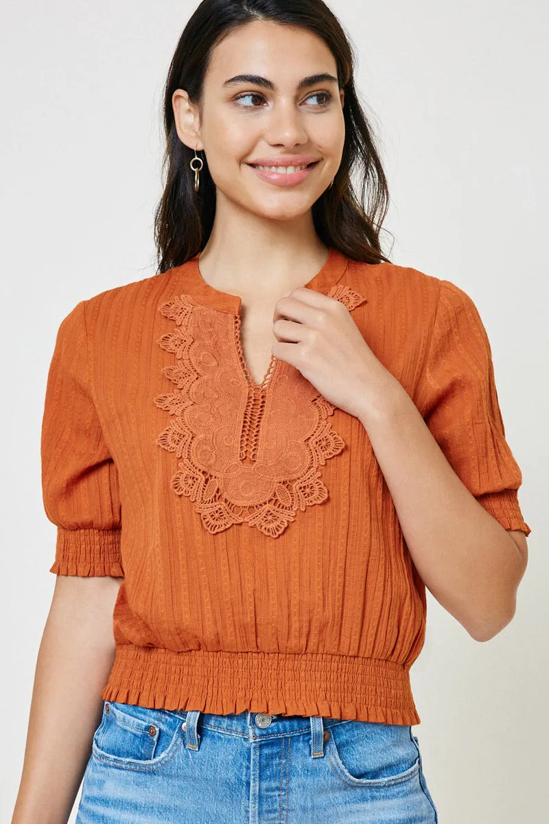 Womens Lace Smock Waist Top sold by Hayden product image thumbnail 5
