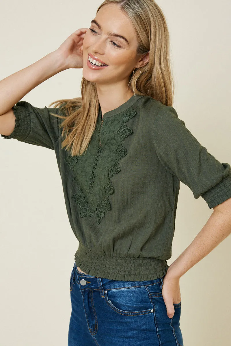 Womens Lace Smock Waist Top sold by Hayden product image thumbnail 3