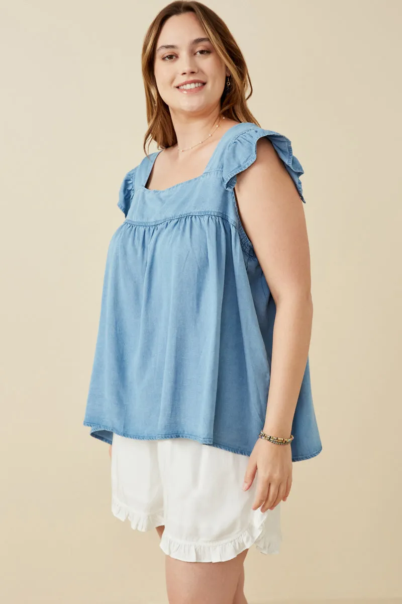 Womens Tencel Square Neck Ruffle Cap sleeve Top sold by Hayden product image thumbnail 3
