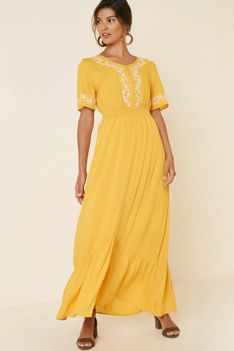 Womens Embroidered Smock Waist Maxi Dress sold by Hayden product image thumbnail 3