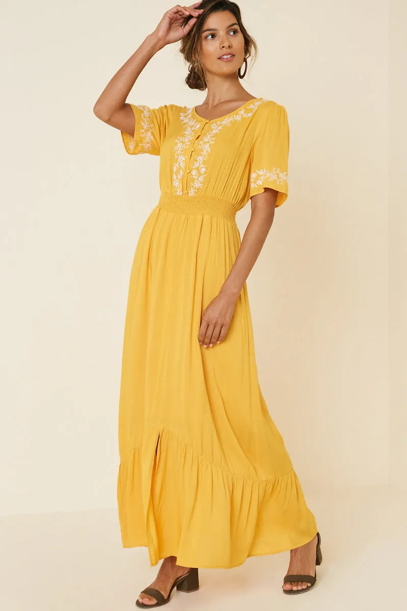 Womens Embroidered Smock Waist Maxi Dress sold by Hayden product image thumbnail 4