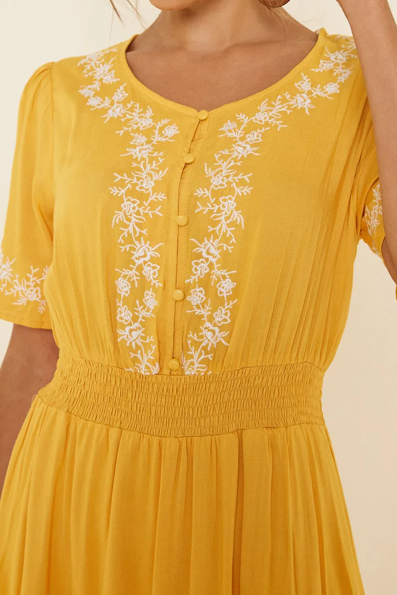 Womens Embroidered Smock Waist Maxi Dress sold by Hayden product image thumbnail 5