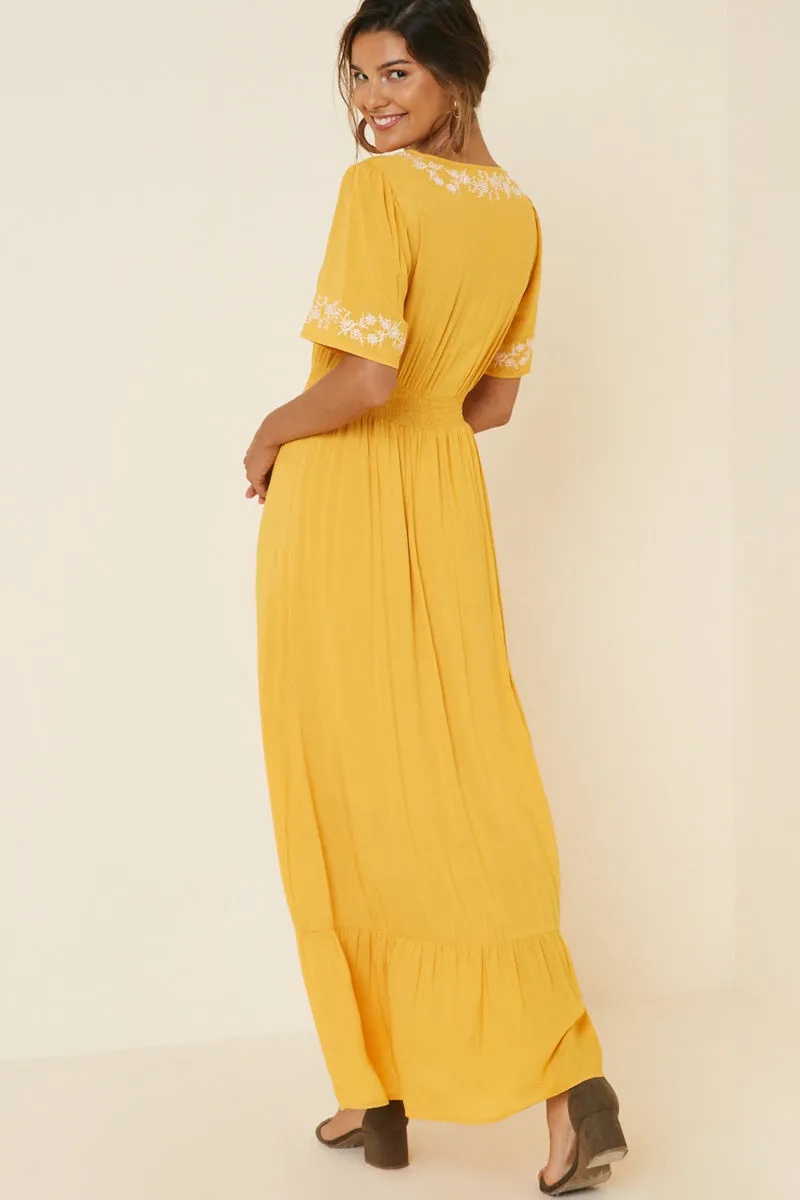 Womens Embroidered Smock Waist Maxi Dress sold by Hayden product image thumbnail 2