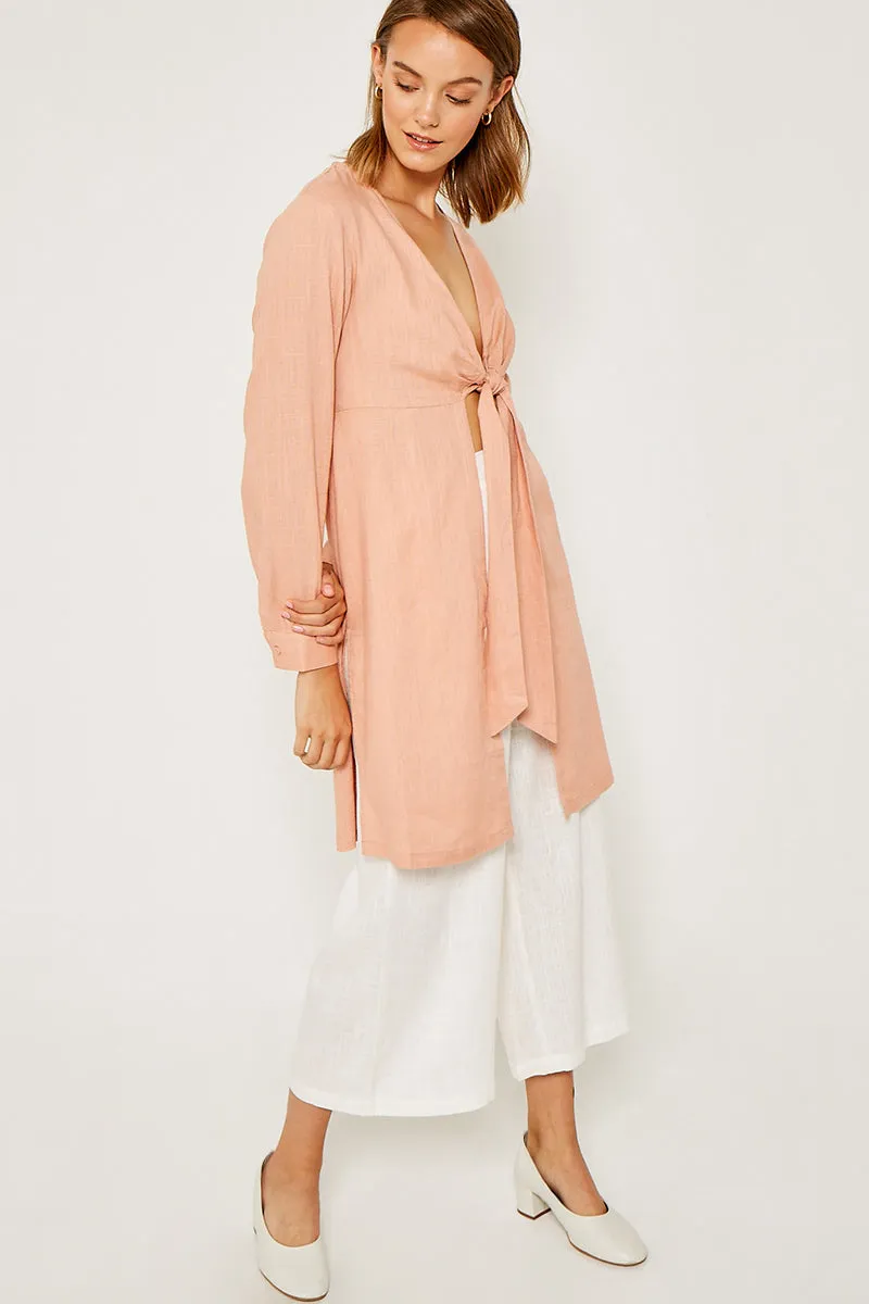 Womens Linen Front-Tie Plunge Duster sold by Hayden product image thumbnail 4