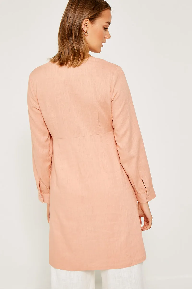 Womens Linen Front-Tie Plunge Duster sold by Hayden product image thumbnail 2