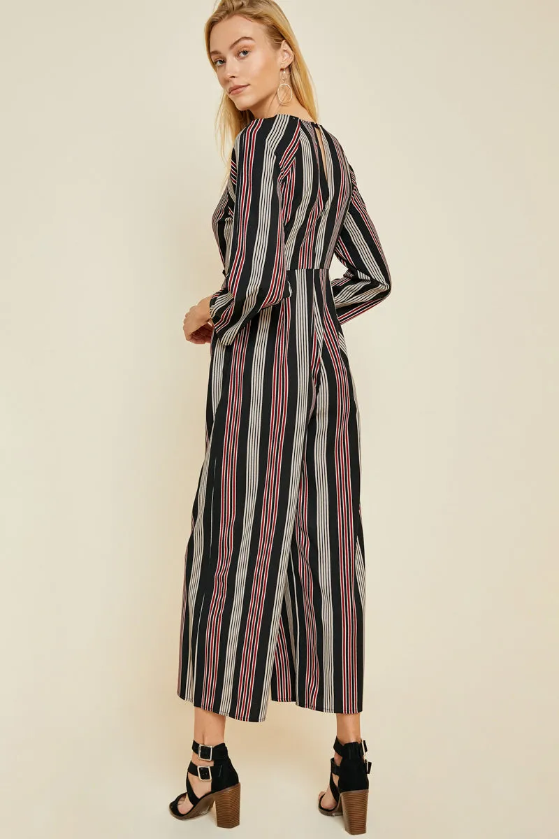 Womens Striped Tie-Front Wide Leg Jumpsuit sold by Hayden product image thumbnail 5