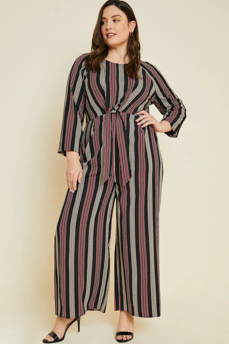 Womens Striped Tie-Front Wide Leg Jumpsuit sold by Hayden product image thumbnail 2