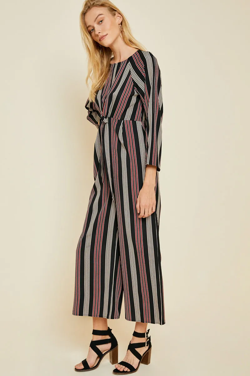 Womens Striped Tie-Front Wide Leg Jumpsuit sold by Hayden product image thumbnail 3
