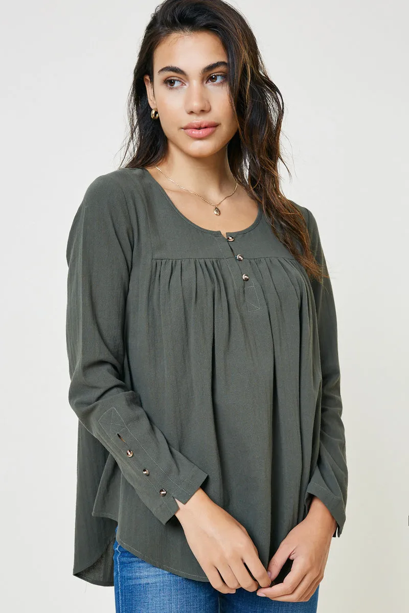 Womens Button Sleeve Tunic Top sold by Hayden
