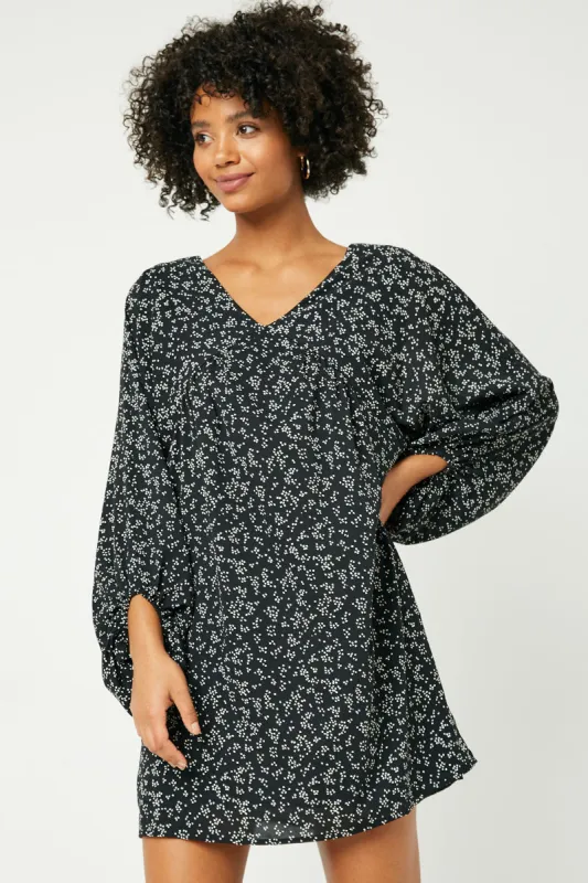 Womens Long Sleeve Mixed Dot Tunic Dress made by Hayden