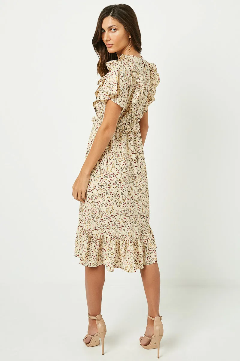 Womens Floral Ruffle Shoulder Midi Dress sold by Hayden product image thumbnail 3