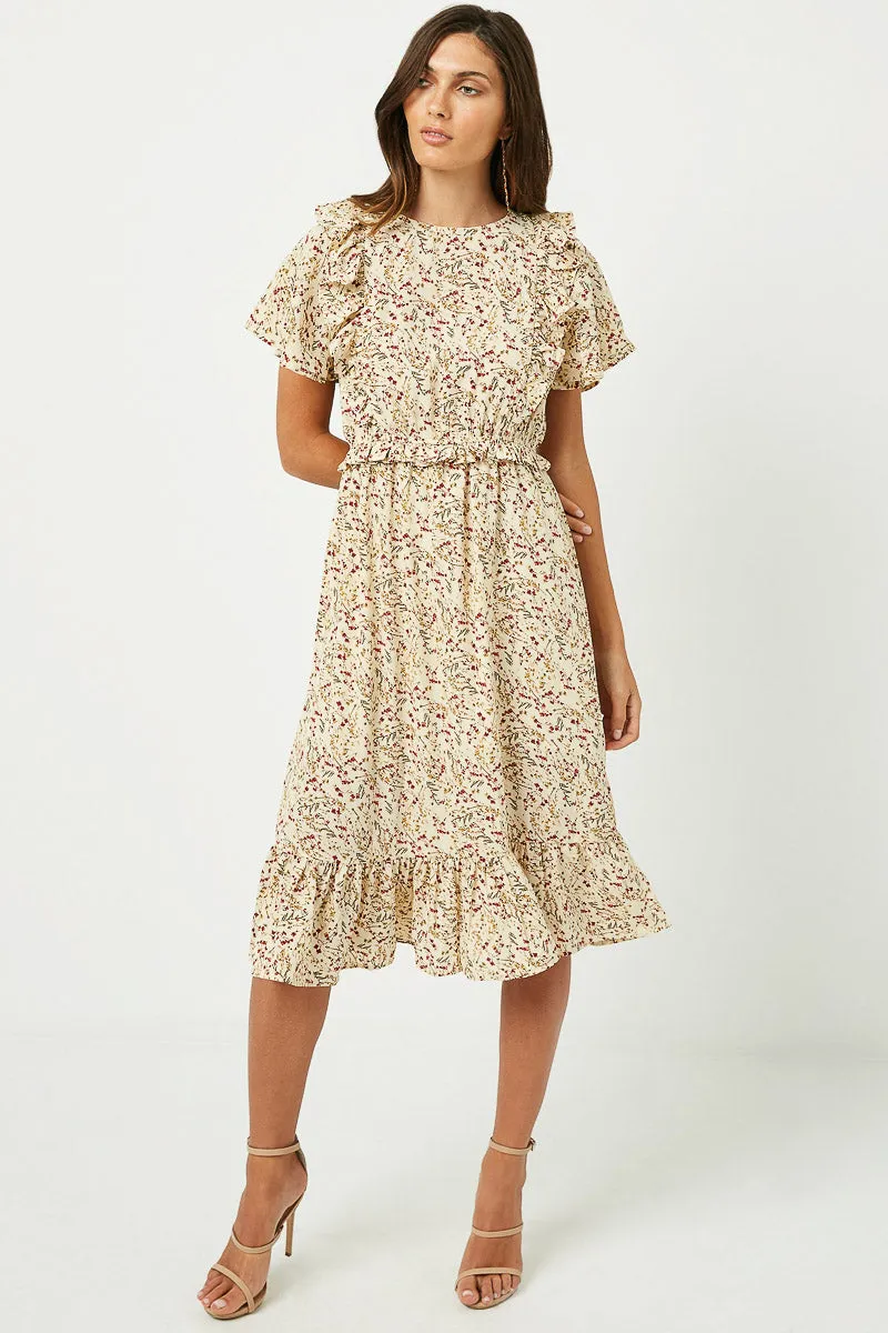 Womens Floral Ruffle Shoulder Midi Dress sold by Hayden product image thumbnail 4