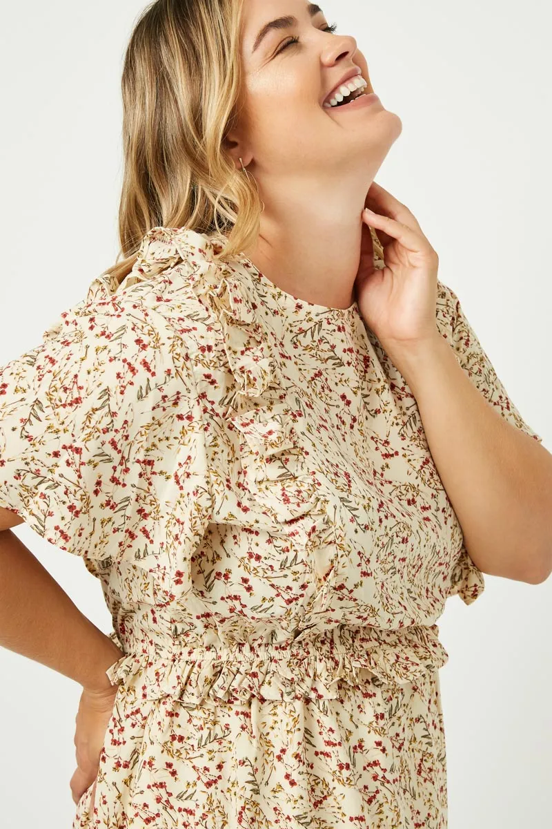 Womens Floral Ruffle Shoulder Midi Dress sold by Hayden product image thumbnail 5