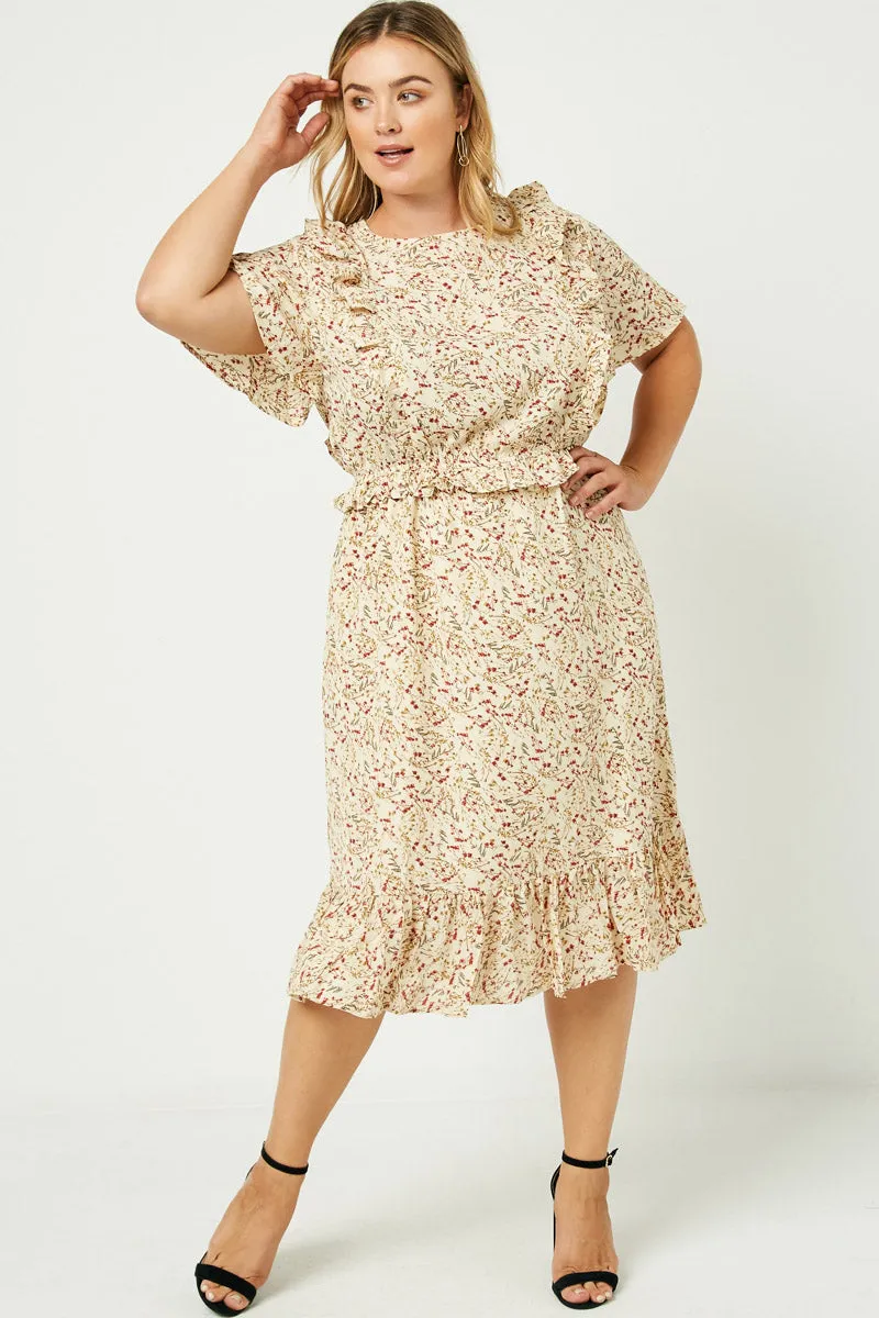 Womens Floral Ruffle Shoulder Midi Dress sold by Hayden product image thumbnail 2