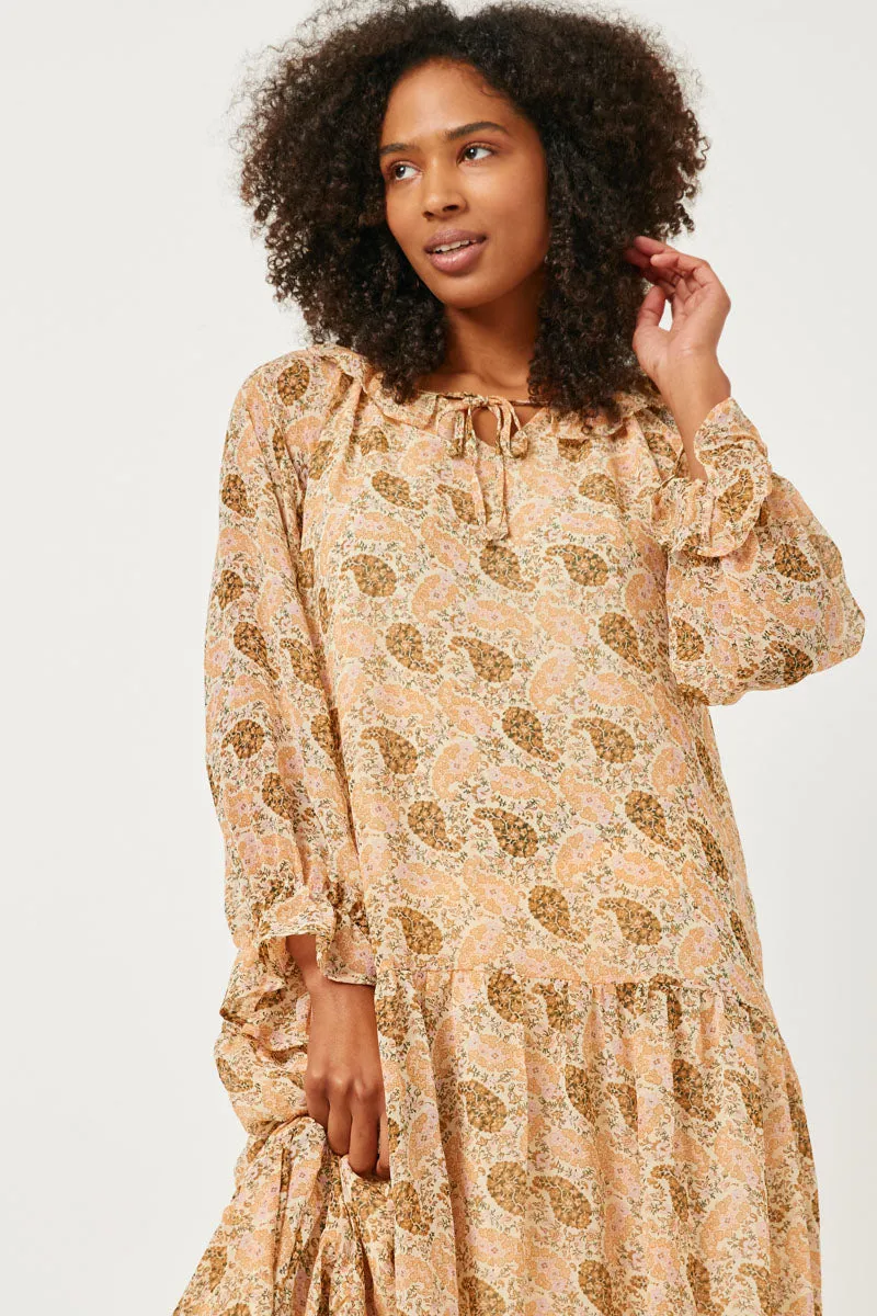 Womens Ruffled Neck Paisley Print Long Sleeve Dress sold by Hayden product image thumbnail 3