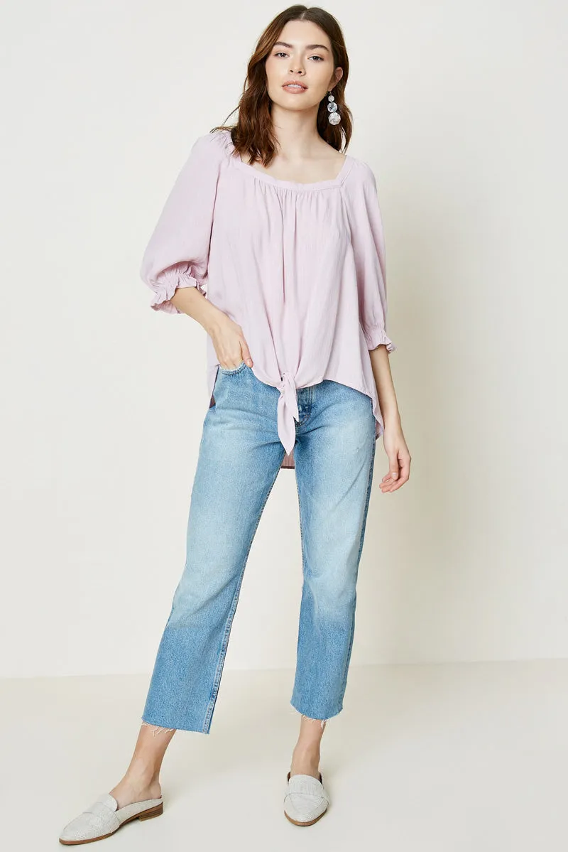 Womens Textured Stripe Tie-Front Top sold by Hayden product image thumbnail 4