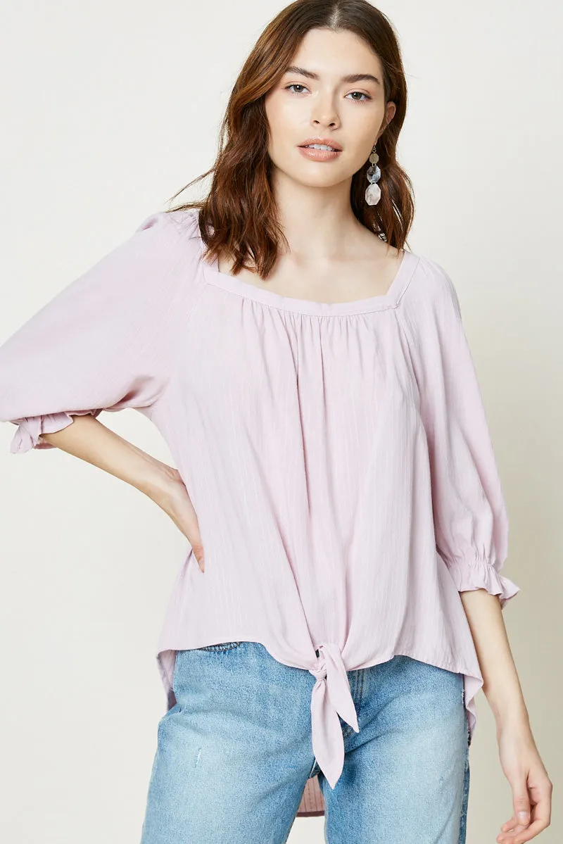 Womens Textured Stripe Tie-Front Top sold by Hayden