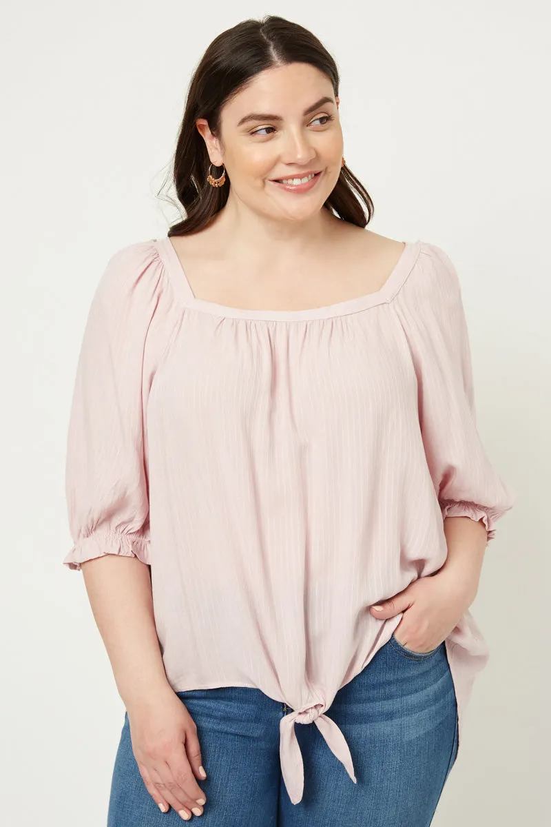 Womens Textured Stripe Tie-Front Top sold by Hayden product image thumbnail 2