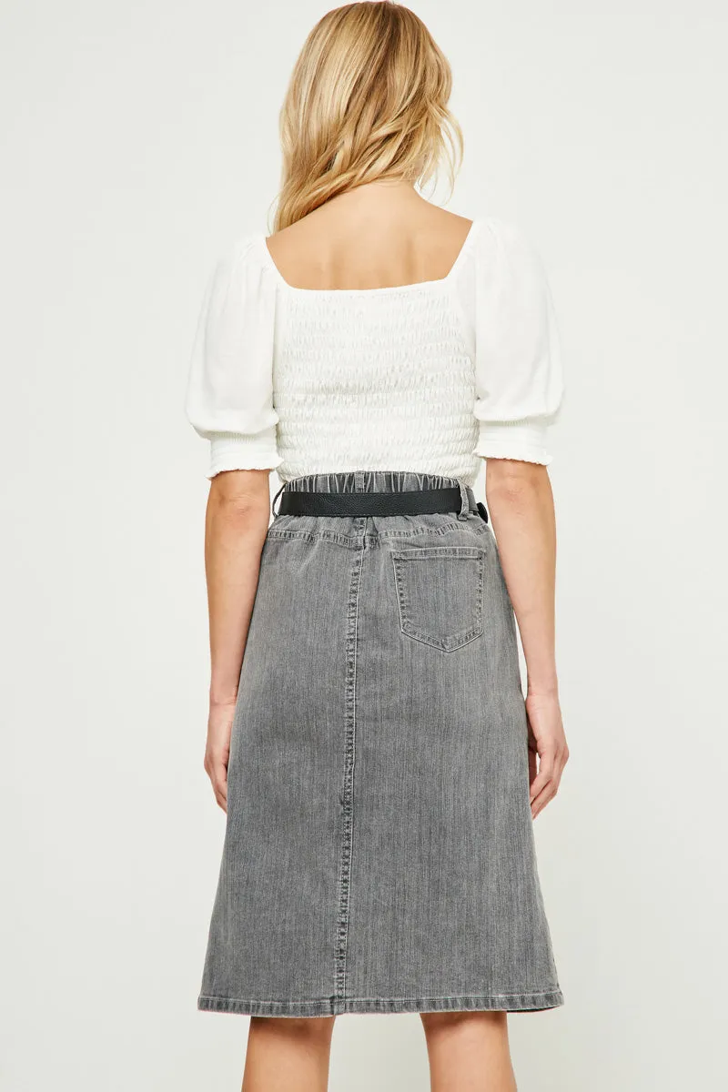 Womens Washed Side Pocket Denim Midi Skirt sold by Hayden product image thumbnail 5