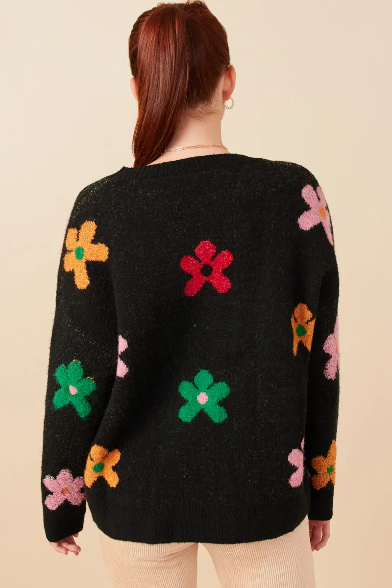 Womens Textured Raised Floral Pullover Sweater sold by Hayden product image thumbnail 4