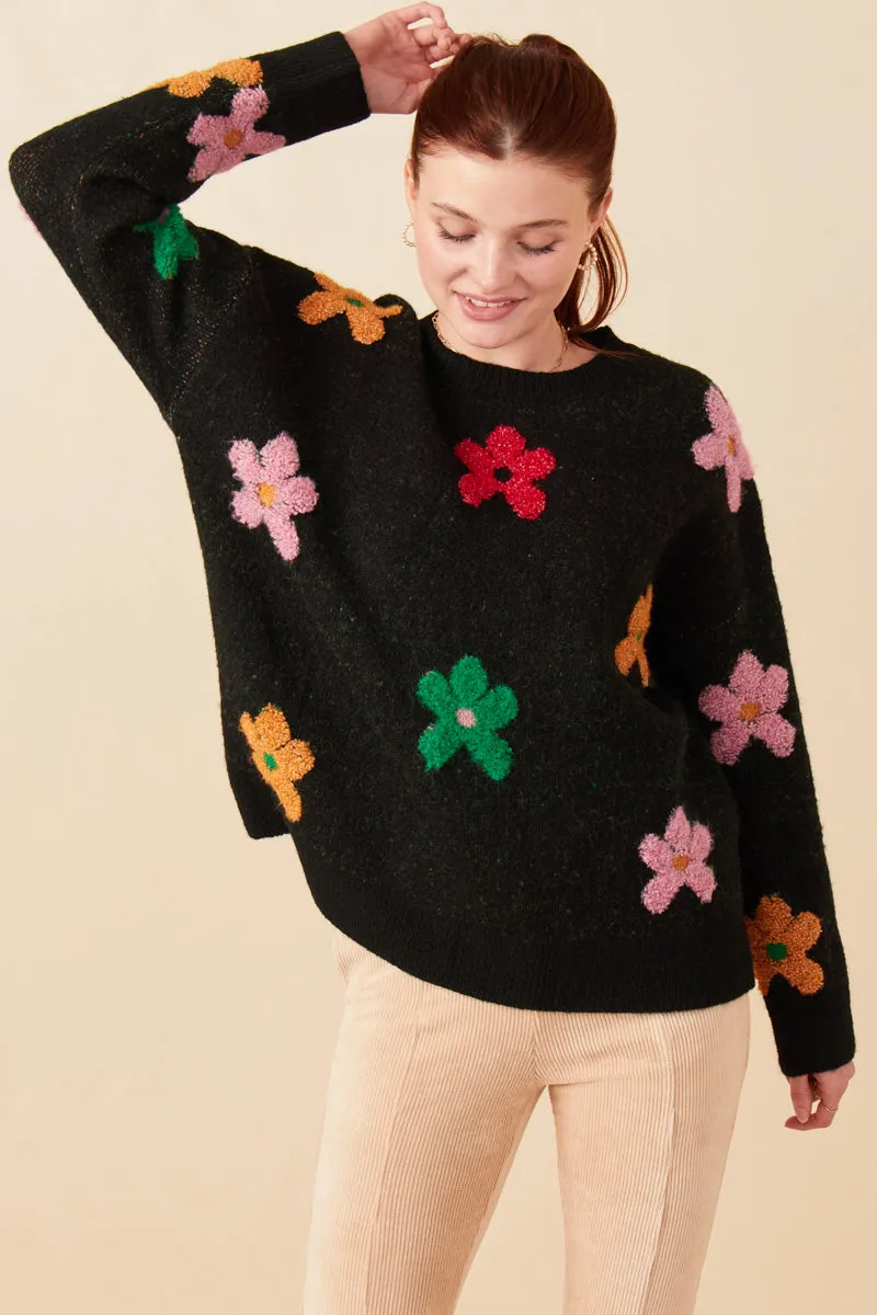 Womens Textured Raised Floral Pullover Sweater sold by Hayden product image thumbnail 5
