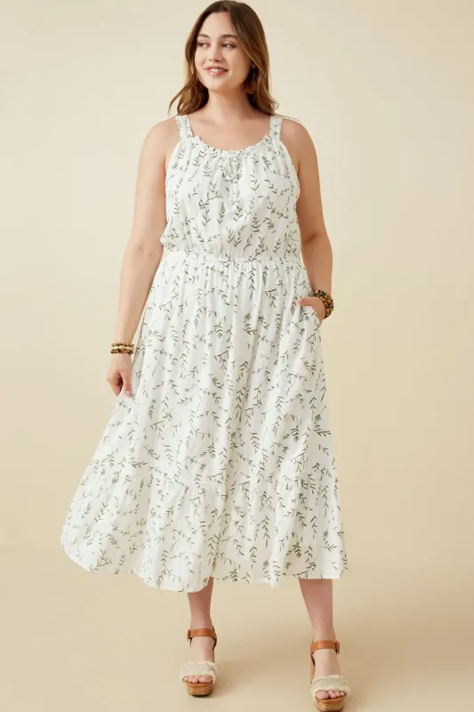 Womens Textured Tie Detail Botanical Print Dress made by Hayden