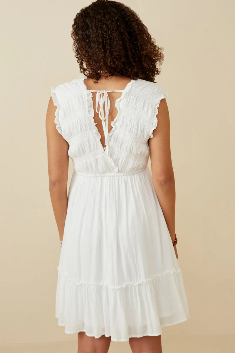 Womens Smocked Textured Plunging V Neck Dress sold by Hayden product image thumbnail 4